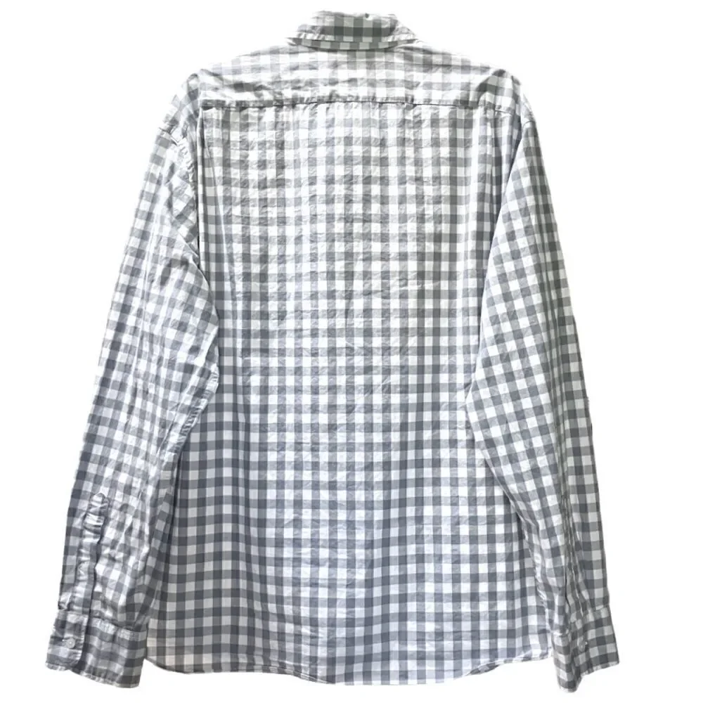 J Crew Flex Washed Slim Fit Check Button Down Shirt in Grey/White Men’s XXL